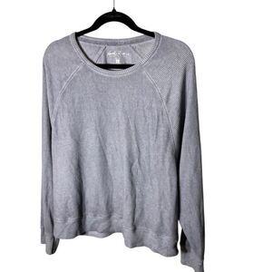 North River Womens Long Sleeve Ribbed Knit Top Gray Large
